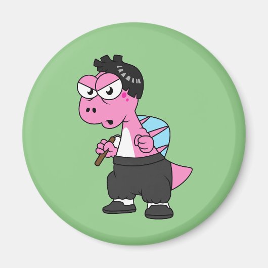 スピノサウルス・ブルース・リーのイラストレーション。 マグネット (正面)