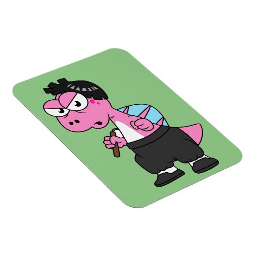 スピノサウルス・ブルース・リーのイラストレーション。 マグネット (右側)