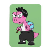 スピノサウルス・ブルース・リーのイラストレーション。 マグネット (縦)