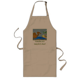 スピノサウルス 夕食は魚 apron 恐竜シェフ ロングエプロン