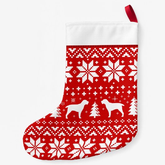 スピノンイタリアのシルエット赤と白パターン スモールクリスマスストッキング (裏面)