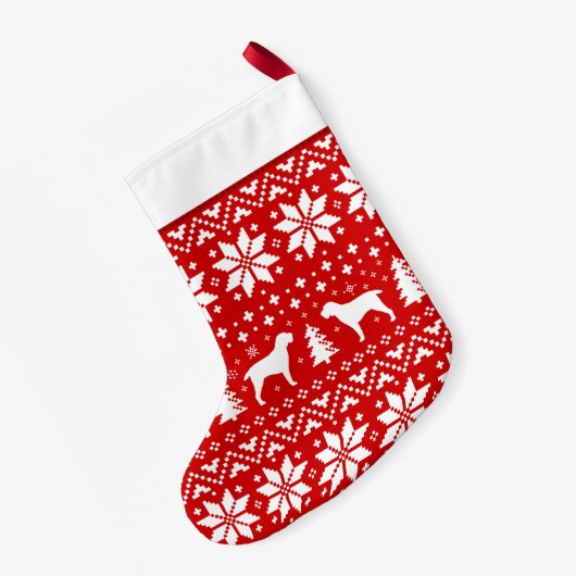 スピノンイタリアのシルエット赤と白パターン スモールクリスマスストッキング (裏面 (吊り時))