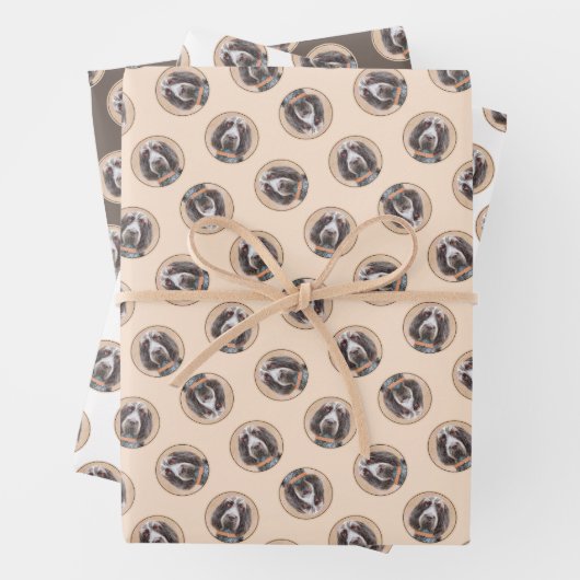 スピノン絵を描イタリアーノの茶色のローアンかわいい犬の芸術 ラッピングペーパーシート (インサイチュ)