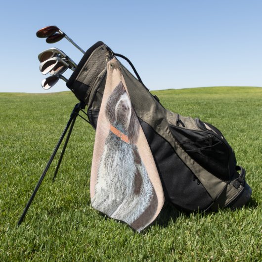 スピノン絵画イタリアーノの – かわいいオリジナルドッグアート ゴルフタオル (グリーン)