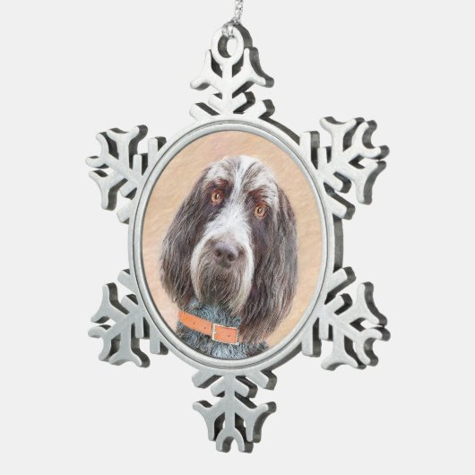 スピノン絵画イタリアーノの – かわいいオリジナルドッグアート スノーフレークピューターオーナメント (右)