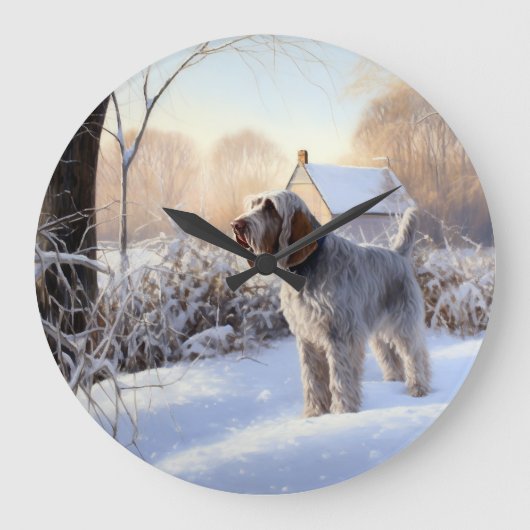 スピノン・イタリアーノが雪のクリスマスを許した ラージ壁時計 (正面)