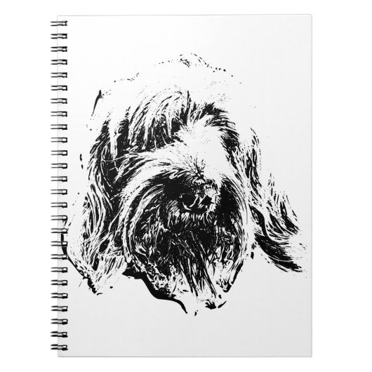 スピノーネ ノートブック - インクで描いた犬の顔の肖像 (正面)