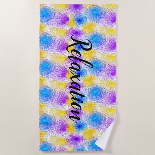 スピラルカラフルサークルくつろぎビーチタオル ビーチタオル (正面)