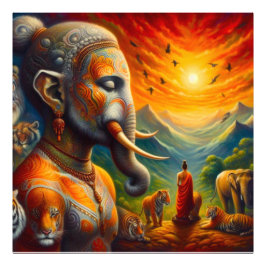 スピリチュアルと象 フォトプリント           