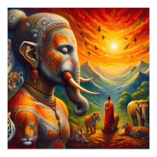 スピリチュアルと象 フォトプリント            (正面)