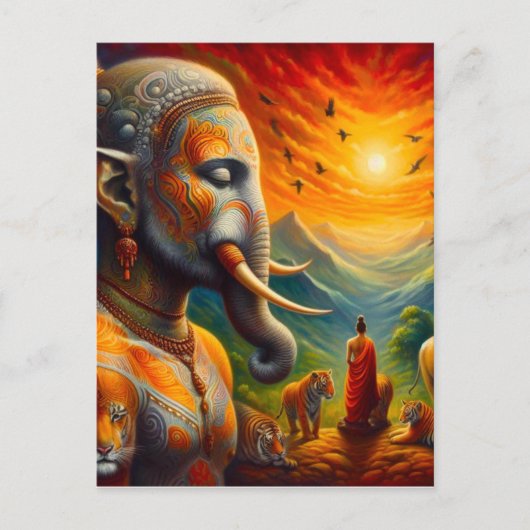 スピリチュアルと象 ポストカード (正面)