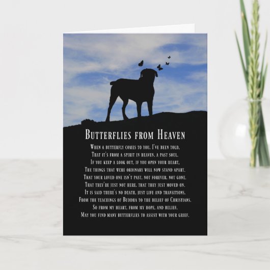スピリチュアルに愛される犬と蝶の同情カード カード (正面)
