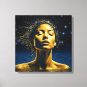 スピリチュアルの女性が星の下の水に キャンバスプリント (正面)