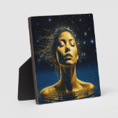 スピリチュアルの女性が星の下の水に フォトプラーク (正面)