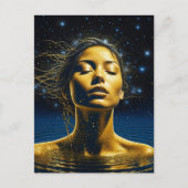 スピリチュアルの女性が星の下の水に ポストカード (正面)