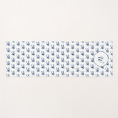 スピリチュアルアイオブホルスブルーホワイトパターン(の模様が)ある ヨガマット (正面(横))