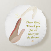 スピリチュアルエナジーハンド自在ハンド祈りの言葉枕 ラウンドクッション (正面)