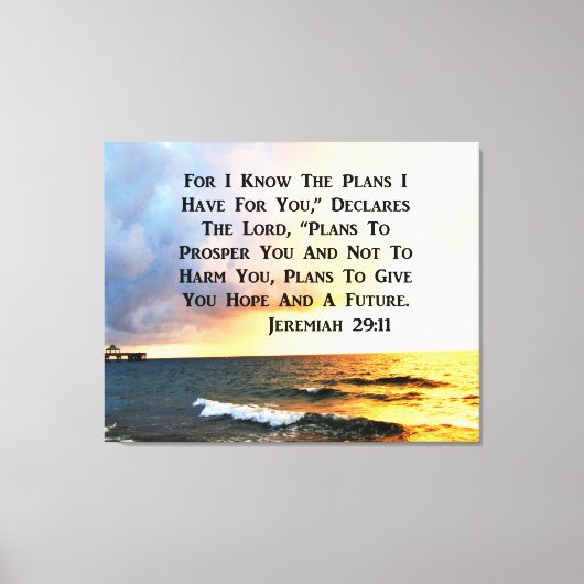 スピリチュアルエレミヤ29:11海デザイン キャンバスプリント (正面)