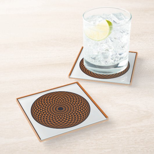 スピリチュアルオレンジグレーマンダラジオメトリックオリエンタル ガラスコースター (アングル)