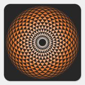 スピリチュアルオレンジブラックマンダラジオメトリックグラフィック スクエアシール (正面)