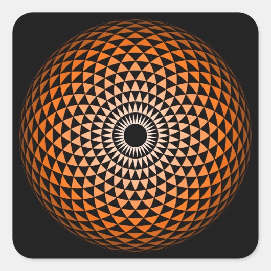 スピリチュアルオレンジブラックマンダラジオメトリックグラフィック スクエアシール (正面)