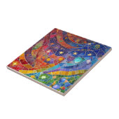 スピリチュアルカラフル抽象芸術レインボーフローモザイク タイル (側面)
