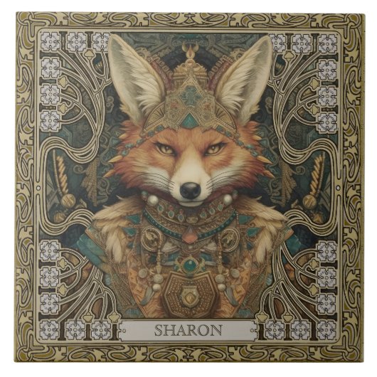 スピリチュアルキツネパーソナライズされたトバルアートアルタルピース タイル (正面)