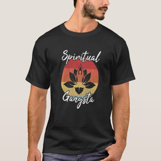 スピリチュアルギャングロータスフラワー仏教ヴィンテージレ Tシャツ (正面)