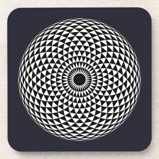 スピリチュアルグレーホワイトマンダラジオメトリックオリエンタル コースター (正面)