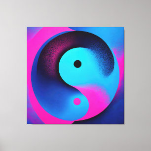 スピリチュアルシンメトリ陰陽カラフル抽象芸術アート キャンバスプリント