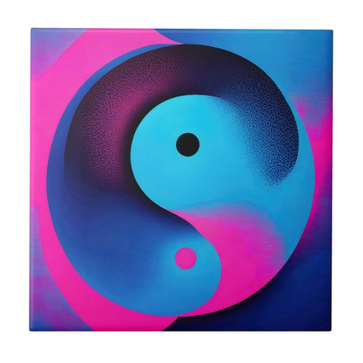スピリチュアルシンメトリ陰陽カラフル抽象芸術アート タイル (正面)