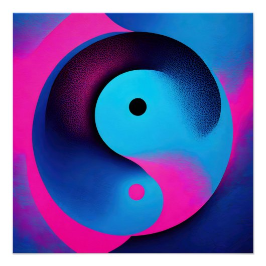 スピリチュアルシンメトリ陰陽カラフル抽象芸術アート ポスター (正面)