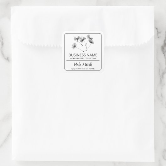 スピリチュアルタンポポ種子白大豆ろうそくラベル スクエアシール (バッグ)