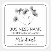 スピリチュアルタンポポ種子白大豆ろうそくラベル スクエアシール (正面)