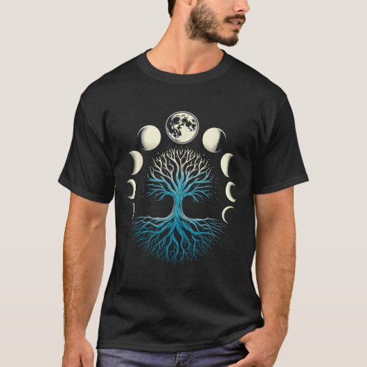 スピリチュアルツリー月相ヨガ Tシャツ (正面)