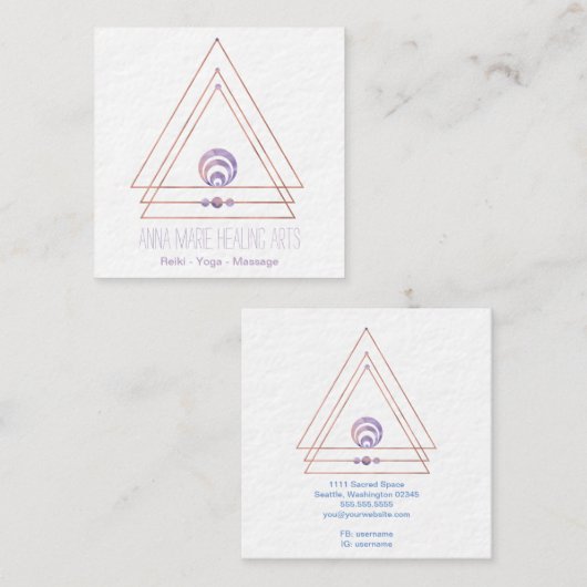 スピリチュアルニューエイジと形而上学|紫 スクエア名刺 (正面/裏面)