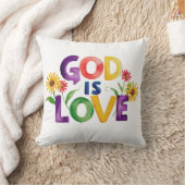 スピリチュアルバイブル引用文神は愛の花カラフル クッション (ブランケット)