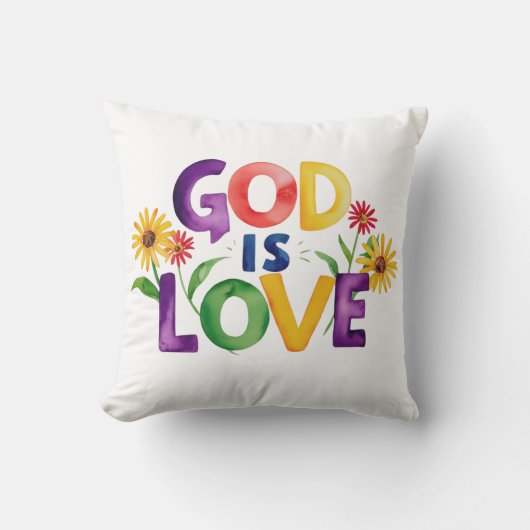 スピリチュアルバイブル引用文神は愛の花カラフル クッション (正面)