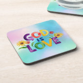 スピリチュアルバイブル引用文神は愛の花カラフル コースター (左側)