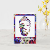 スピリチュアルバタフライ抽象芸術ブッダ誕生日カード カード (黄色い花)