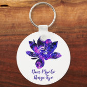 スピリチュアルパープルロータスフラワーナム妙法蓮華経 キーホルダー (正面)