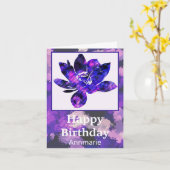 スピリチュアルパープルロータスフラワー誕生日カード カード (黄色い花)