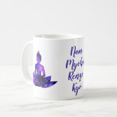 スピリチュアルパープルロータスヨガナム妙法蓮華経 コーヒーマグカップ (正面左)