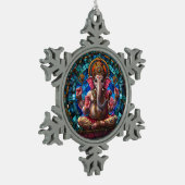 スピリチュアルヒンドゥー教の神ガネシャ宗教ヒンドゥー教の神 スノーフレークピューターオーナメント (左)