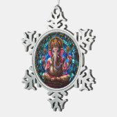 スピリチュアルヒンドゥー教の神ガネシャ宗教ヒンドゥー教の神 スノーフレークピューターオーナメント (右)