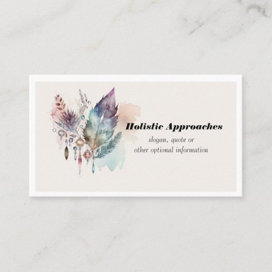 スピリチュアルヒーリング – 羽と結晶 名刺 (正面)