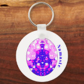 スピリチュアルピンクシッティングヨガポーズナマステ キーホルダー (正面)