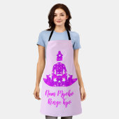 スピリチュアルピンク&ホワイトシンメトリロータスヨガ エプロン (着用した状態)