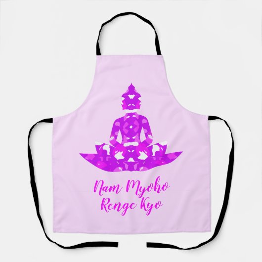 スピリチュアルピンク&ホワイトシンメトリロータスヨガ エプロン (正面)