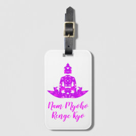 スピリチュアルピンク&ホワイトシンメトリロータスヨガ ラゲッジタグ